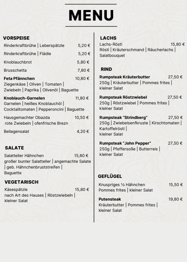 Speisekarte